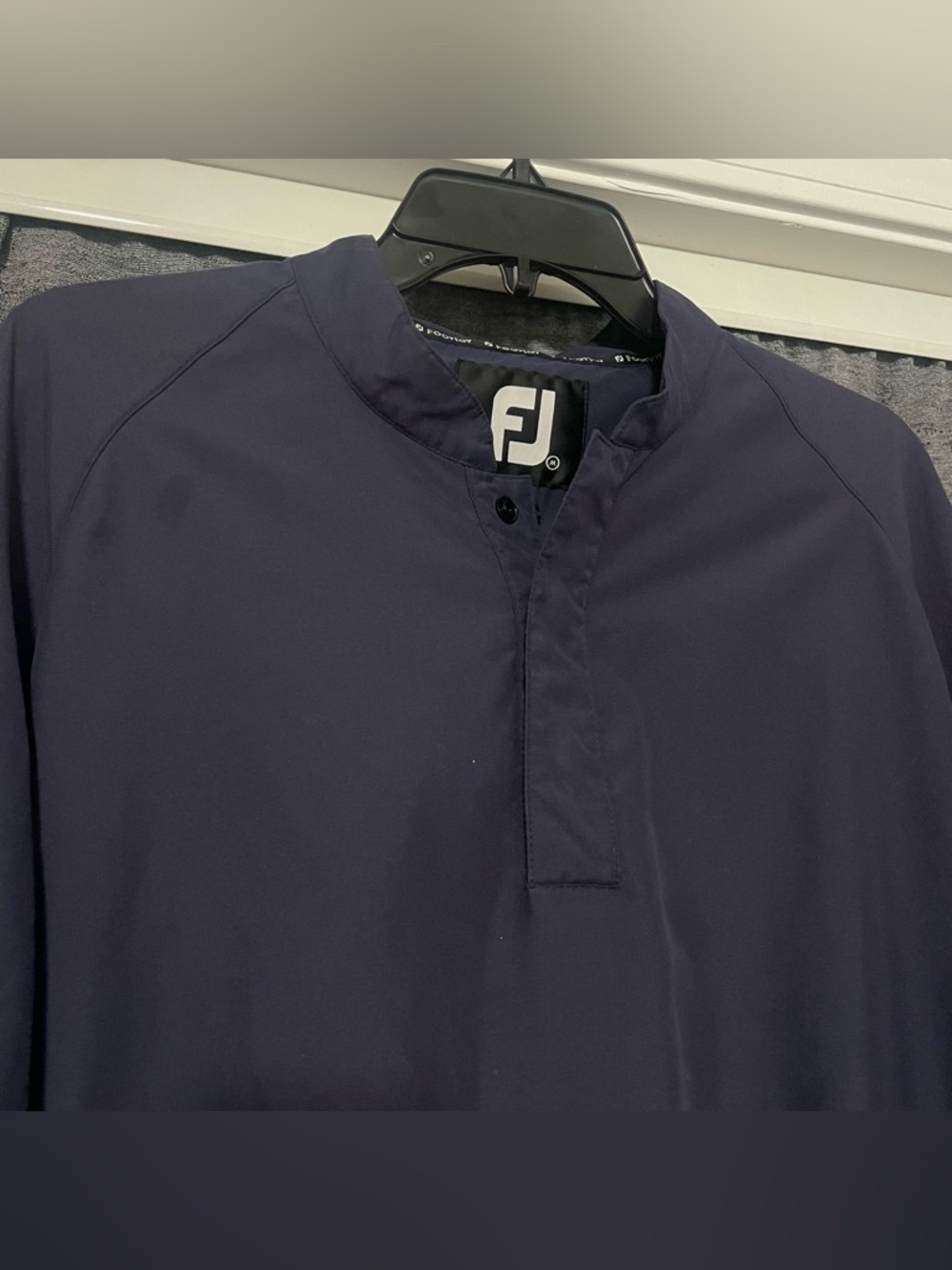 Footjoy Windshirt Mens M Navy Rain Windbreaker Snap Button Pullover Long Sleeve